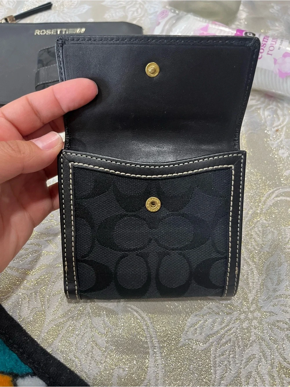 Vintage /Y2K-era Coach Signature Canvas French Wallet.